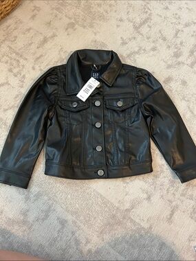 NWT Gap faux leather black jacket size 2T girls